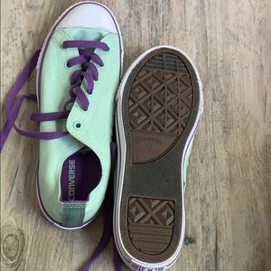 Aqua and purple Converse